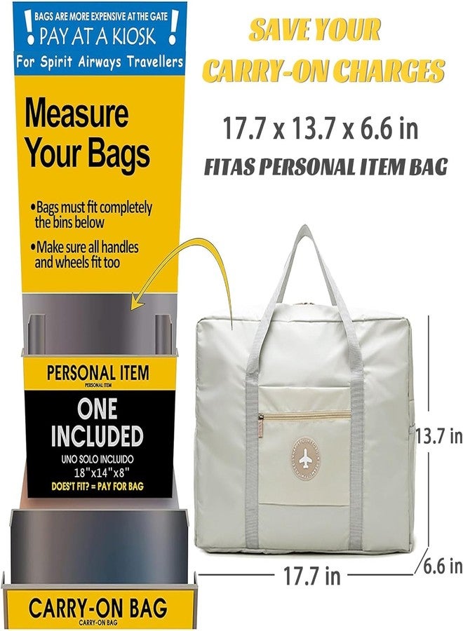 Keetly Travel Bag Foldable Duffle Bag Airlines PersonalItem Bag for Women Men Lightweight Short Trip Carry On Bag Sports Gym Tote Weekender Overnight Bag (Beige) - Image 2